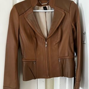 White House Black Market Tan Leather Jacket
